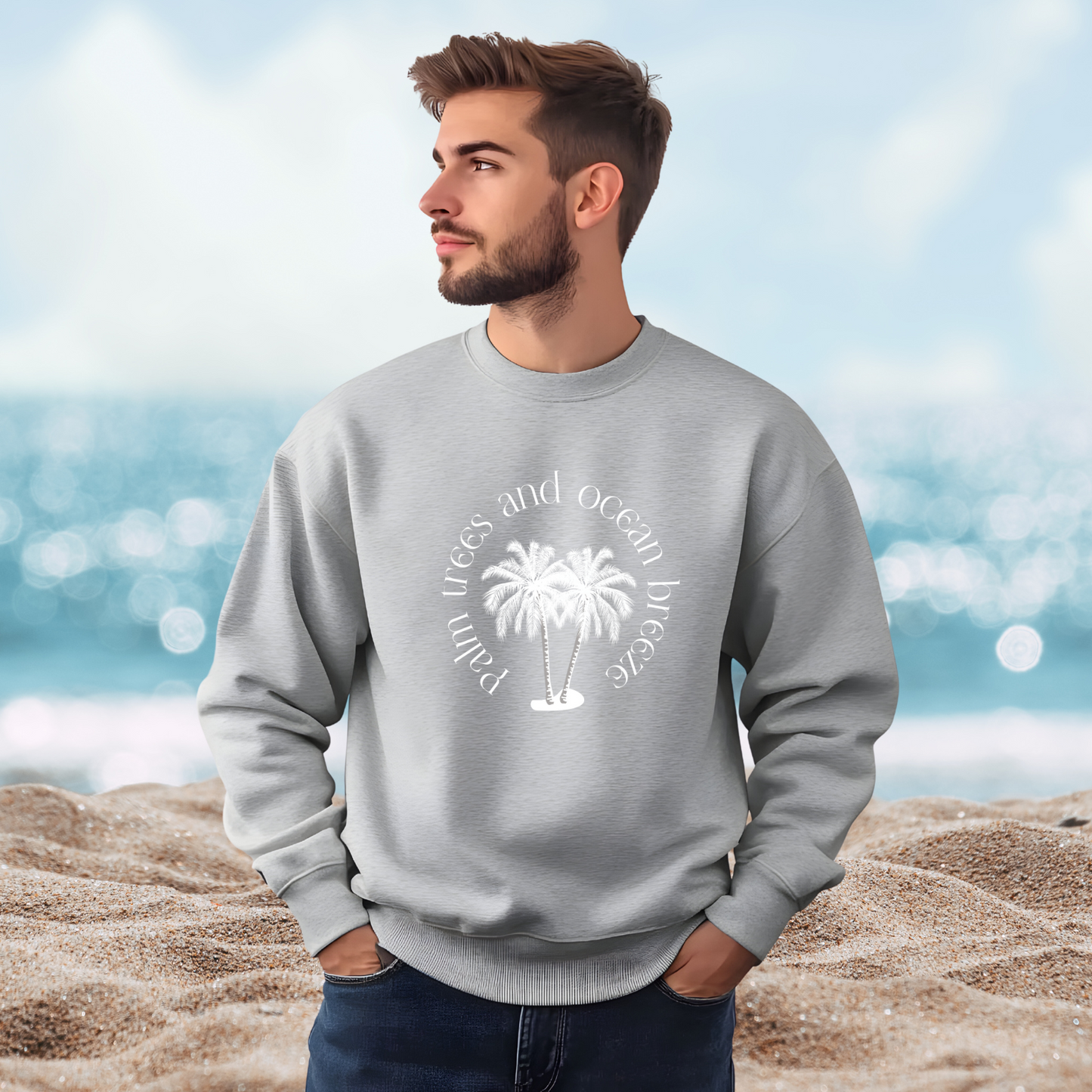 Palm Trees And Ocean Breeze Crewneck Sweatshirt