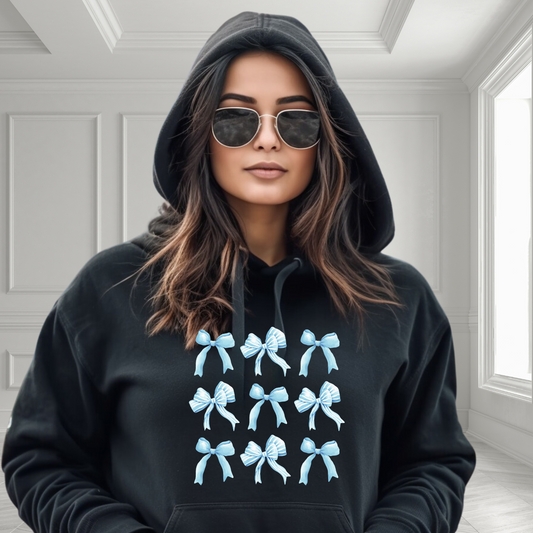Coquette Blue Bows Pullover Hoodie
