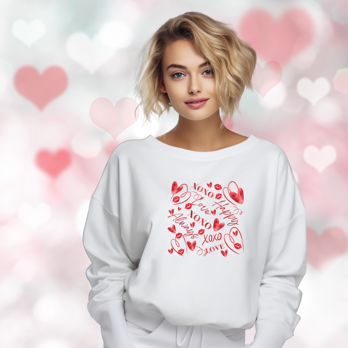 Valentine Word Art Crewneck Sweatshirt
