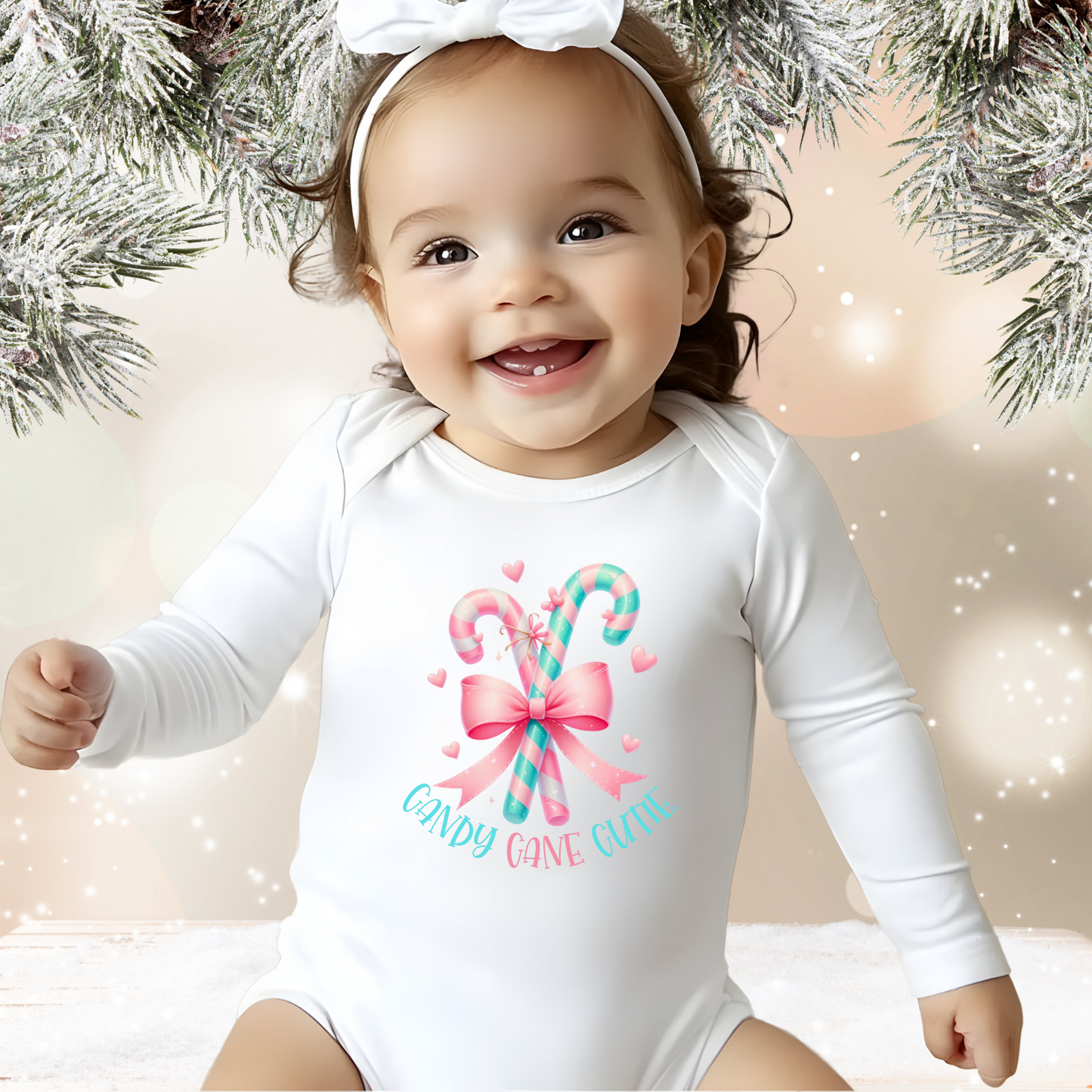 Candy Cane Cutie Infant Long Sleeve Onesie