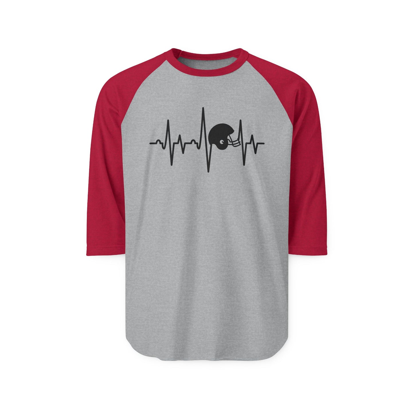 Football Helmet Heartbeat Baseball Tee