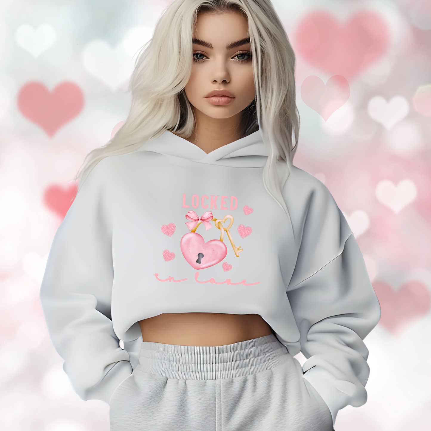 Locked In Love Crop Hoodie
