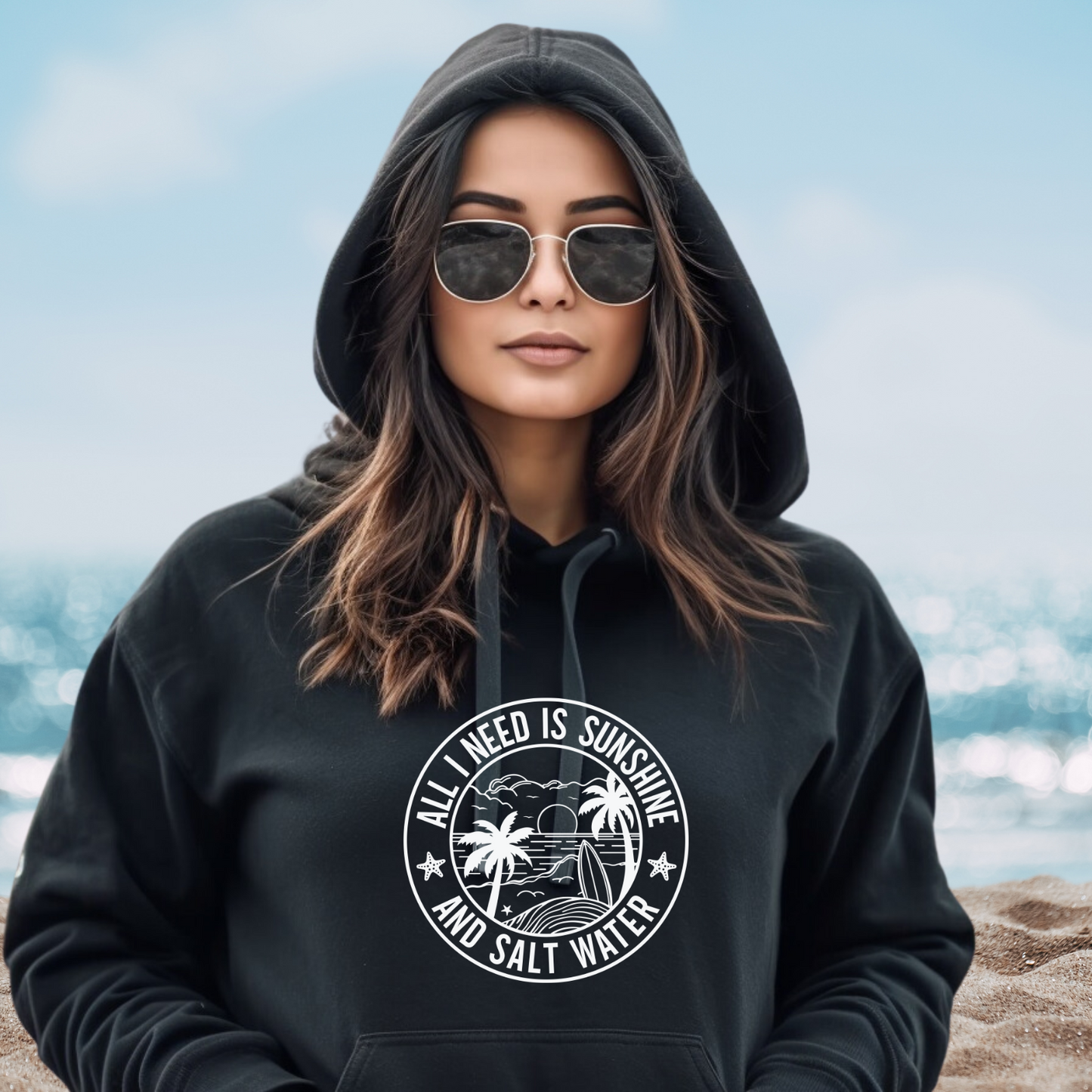 All I Need Sunshine and Saltwater Pullover Hoodie