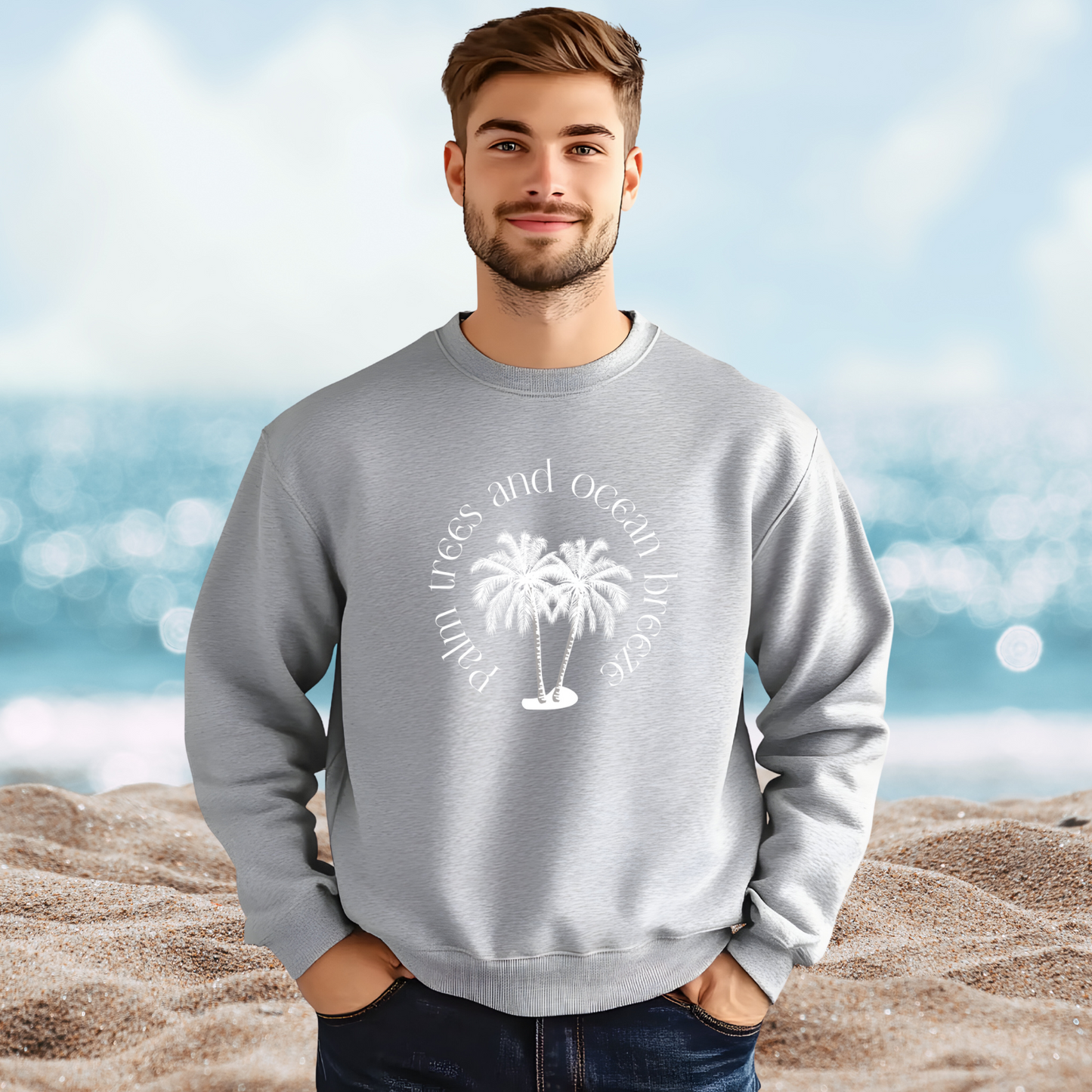 Palm Trees And Ocean Breeze Crewneck Sweatshirt
