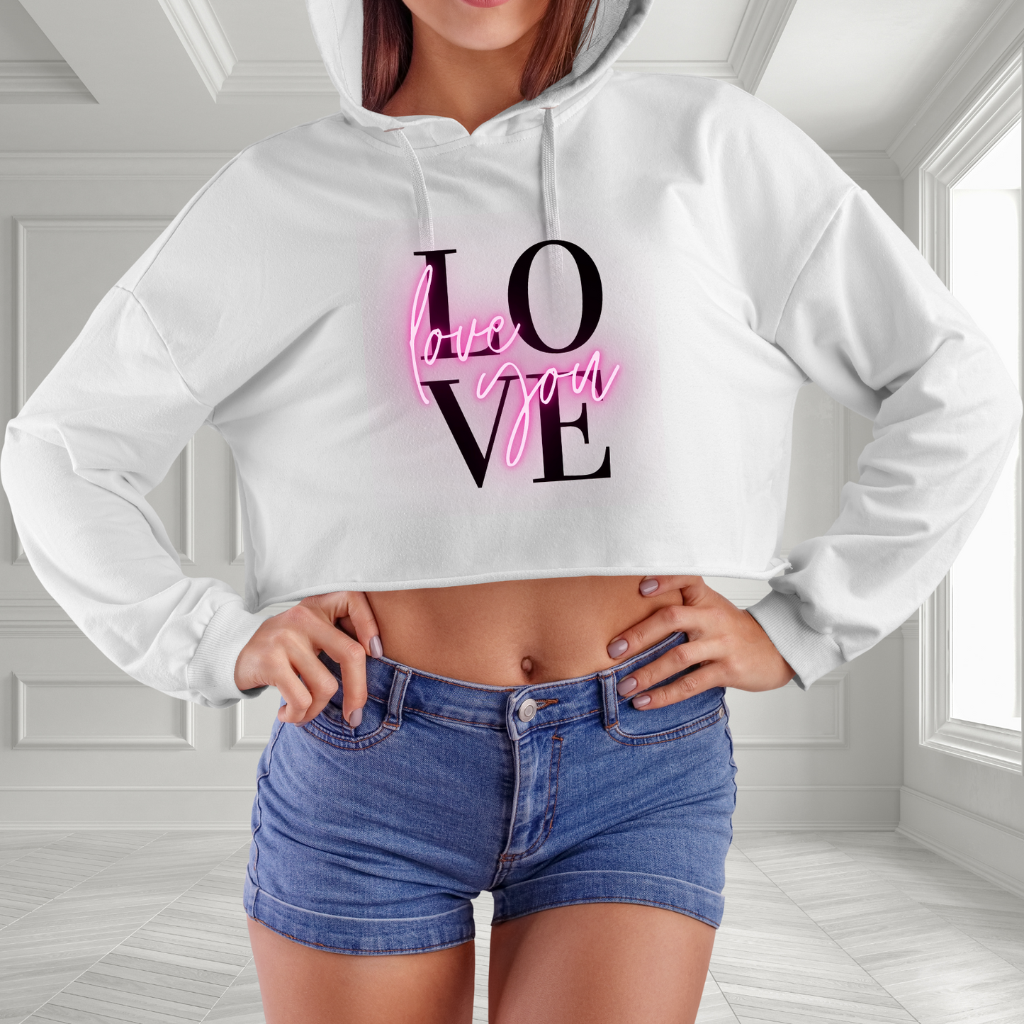 Love You Crop Hoodie