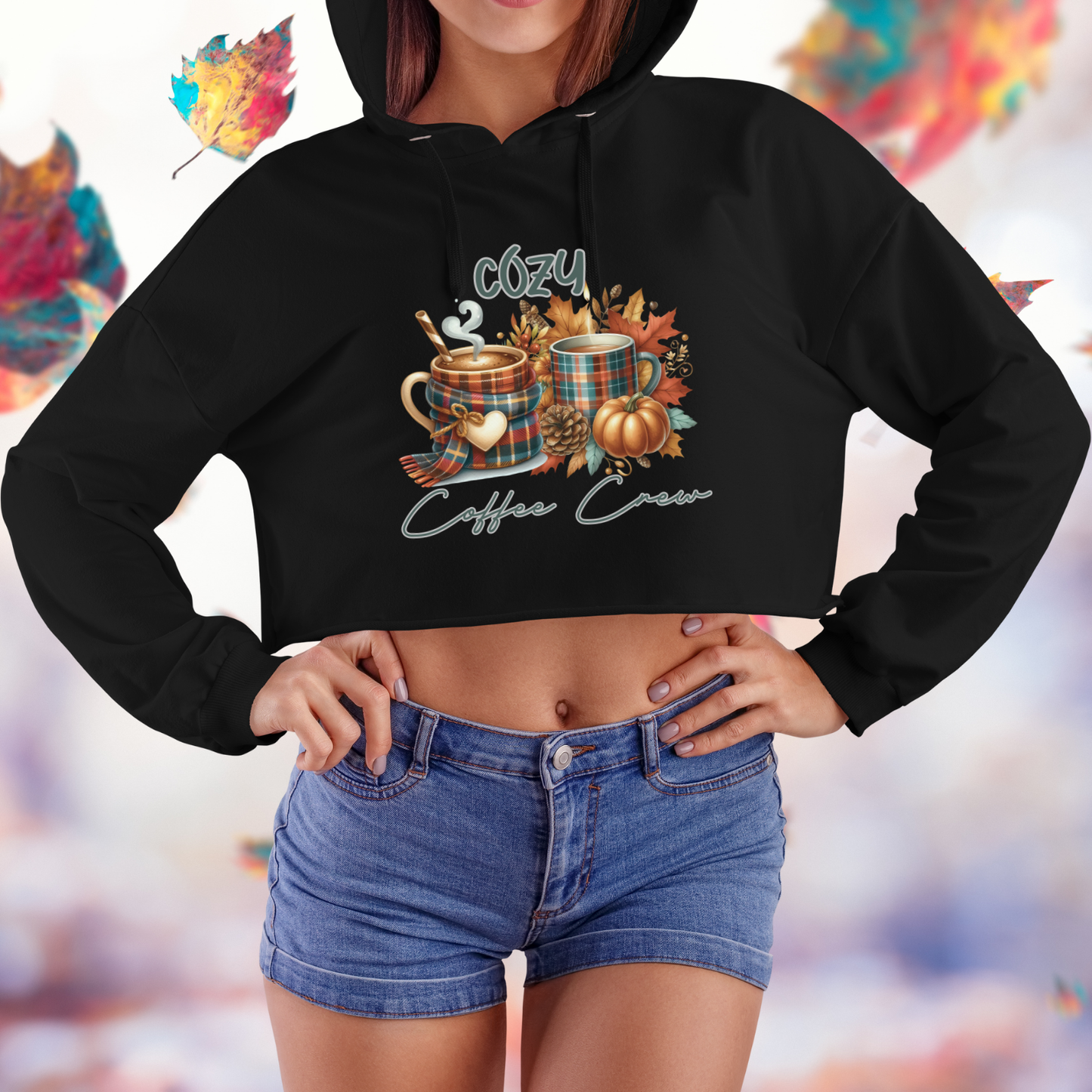 Cozy Coffee Crew Crop Hoodie