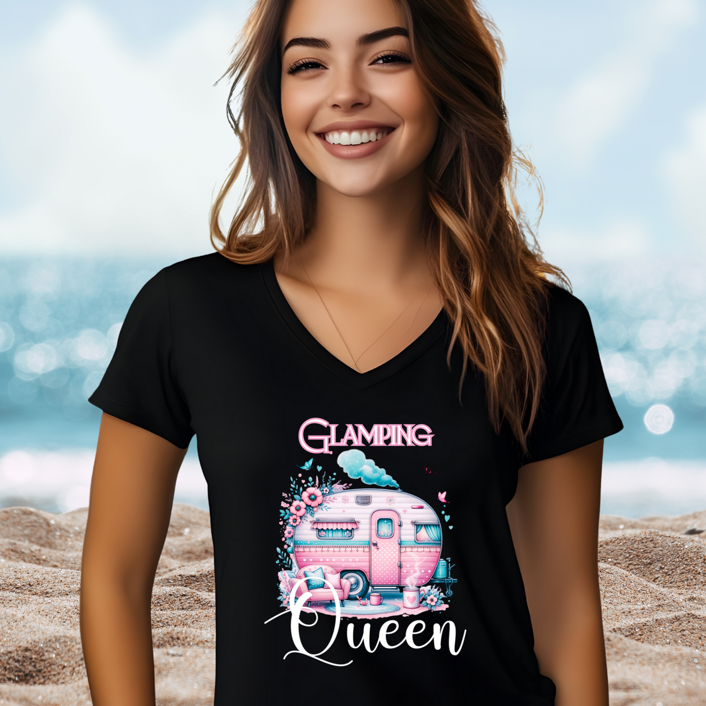 Glamping Queen V-Neck Tee