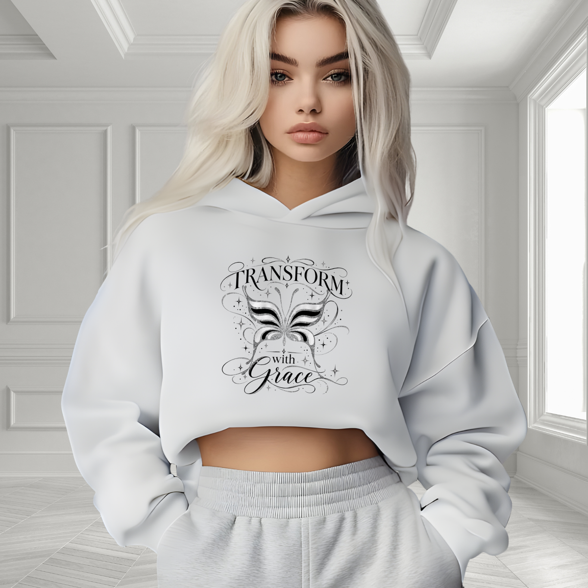 Transform With Grace Crop Hoodie