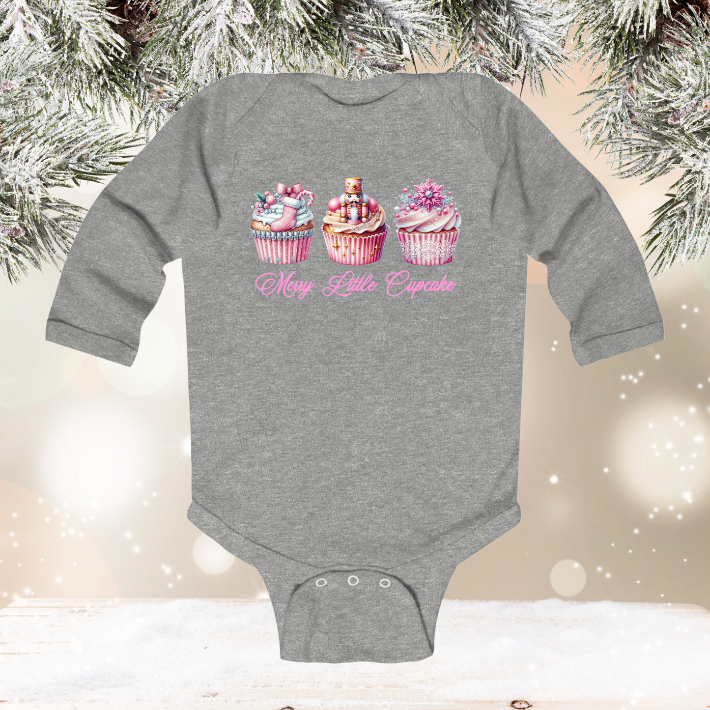 Merry Little Cupcake Infant Long Sleeve Onesie