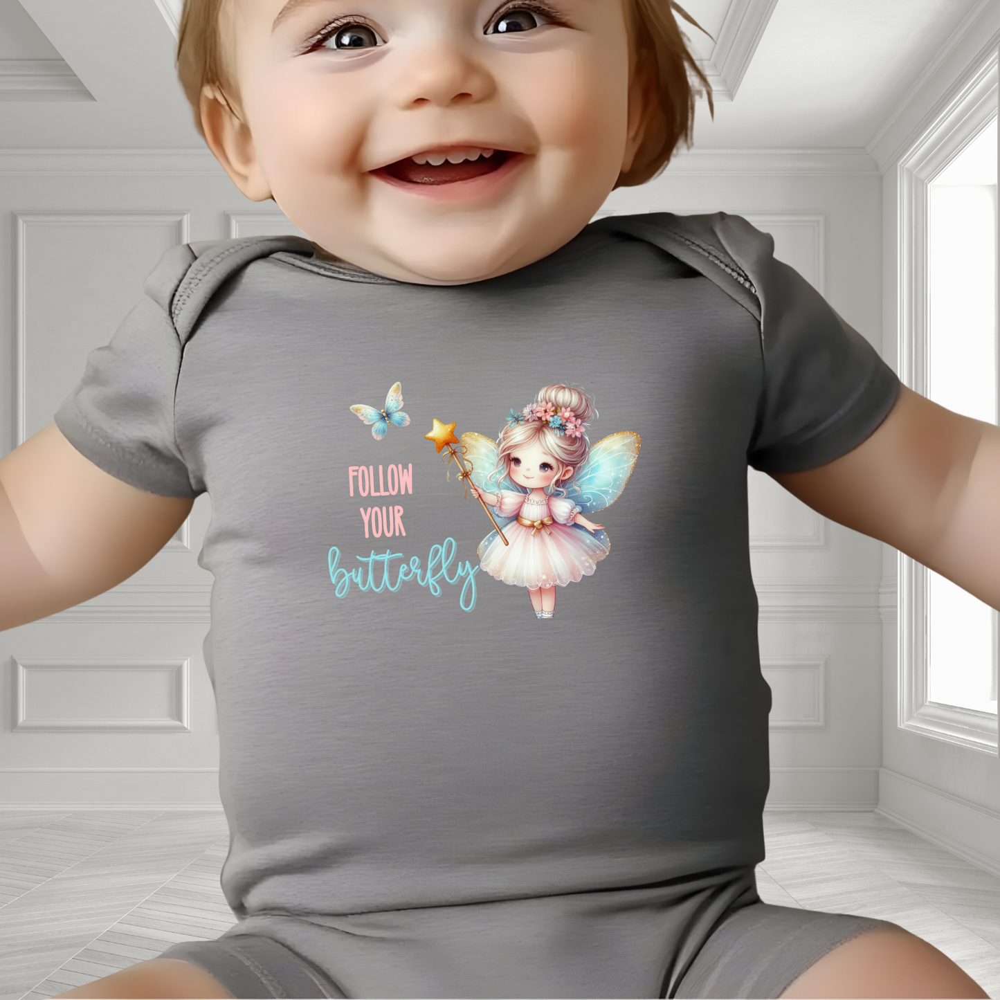 Follow Your Butterfly Infant Short Sleeve Onesie