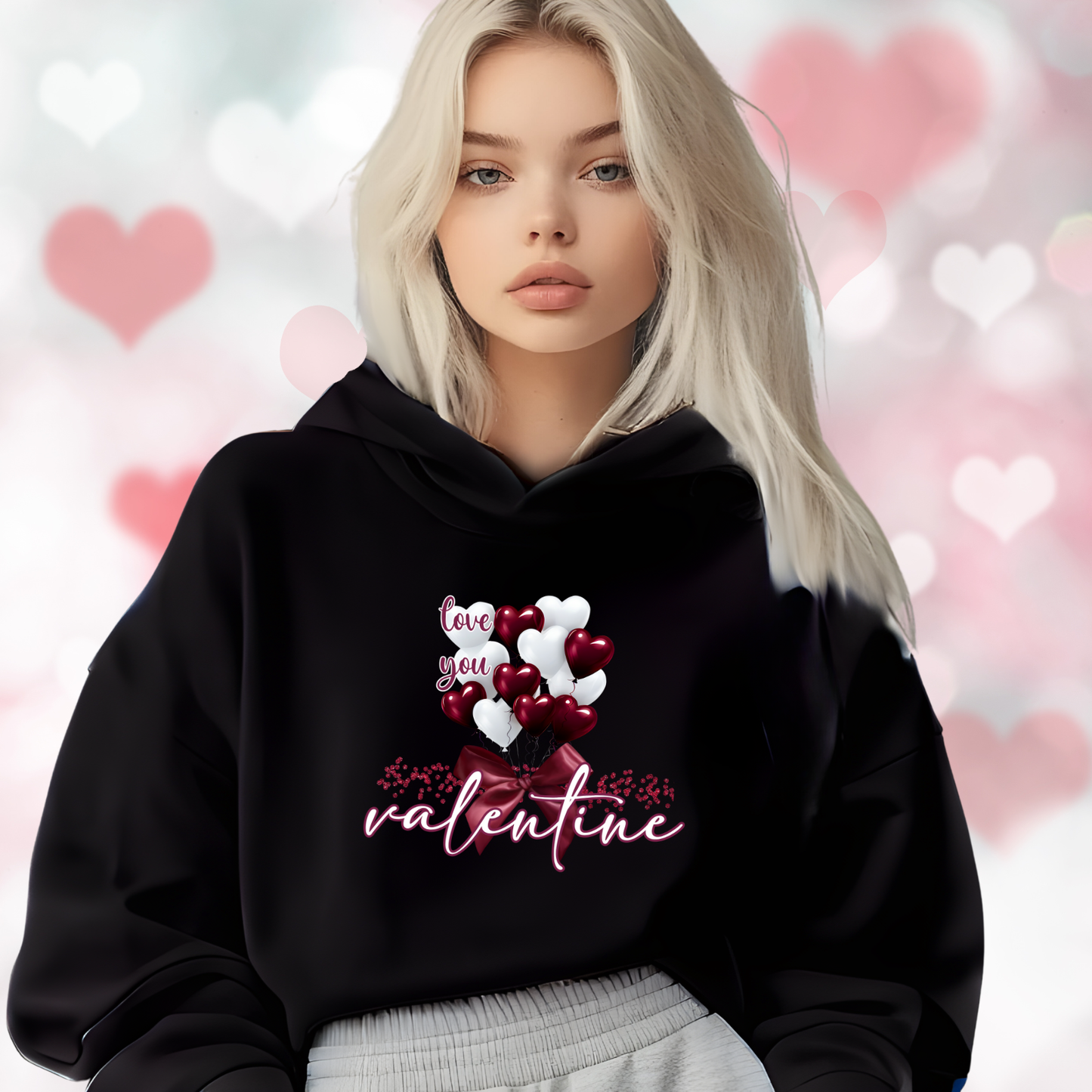 Love You Valentine Crop Hoodie