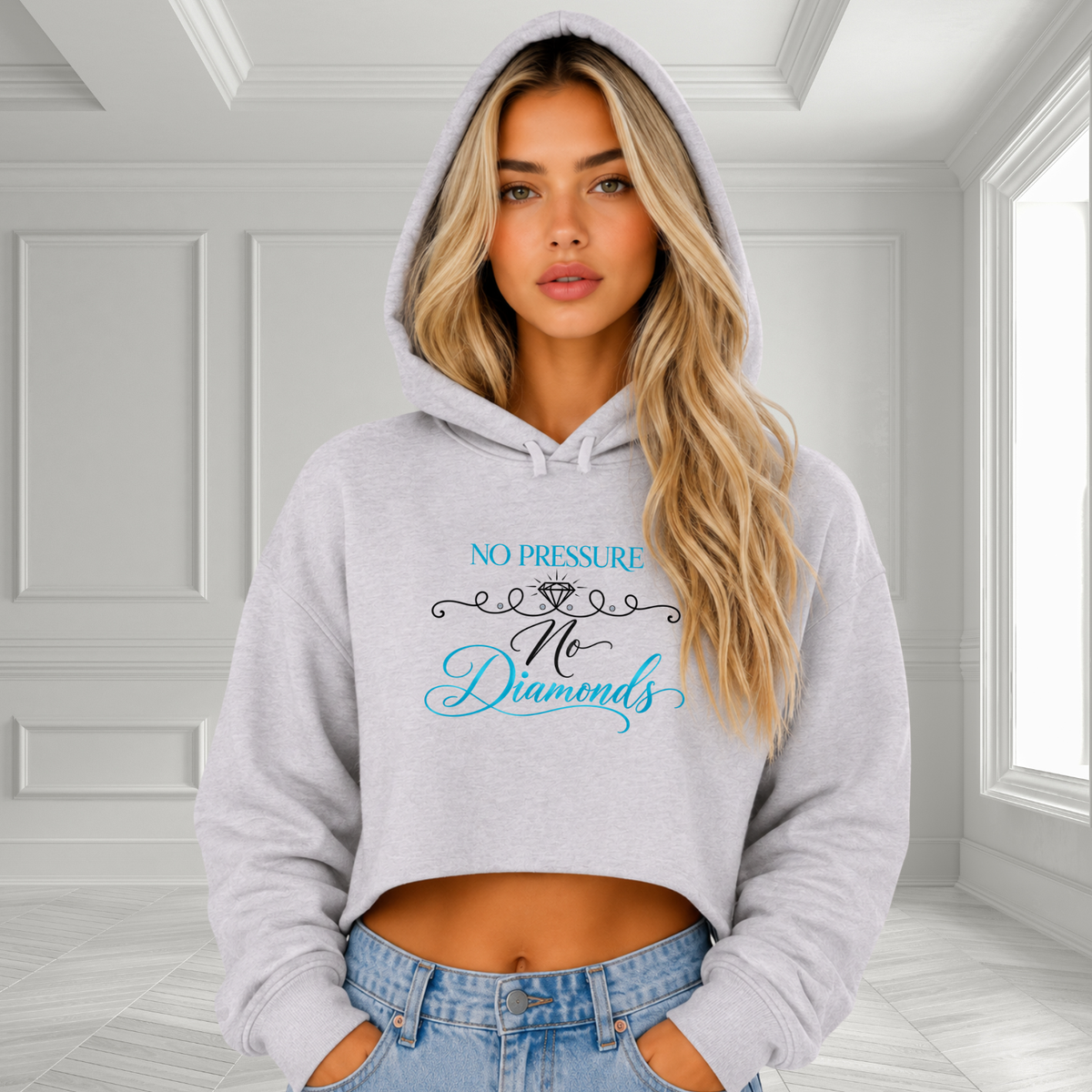 No Pressure No Diamonds Crop Hoodie