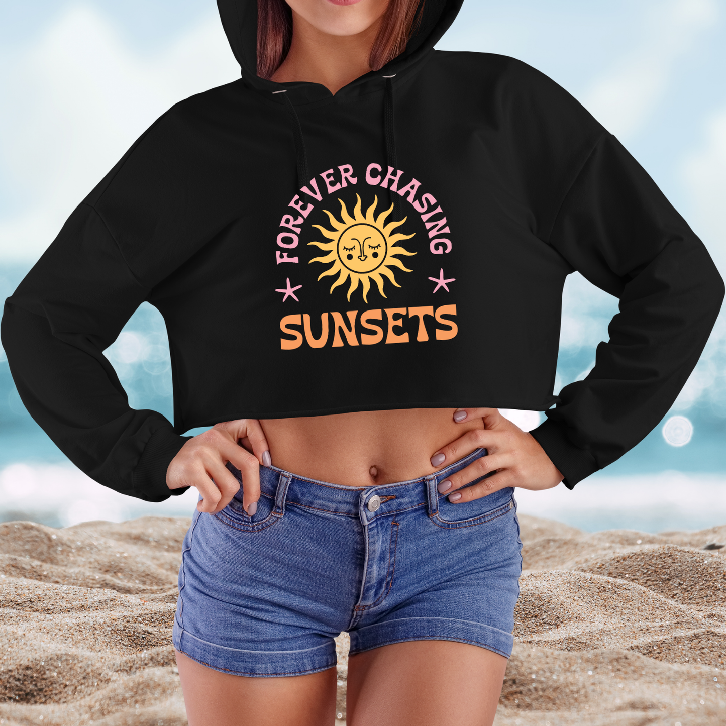 Forever Chasing Sunsets Crop Hoodie