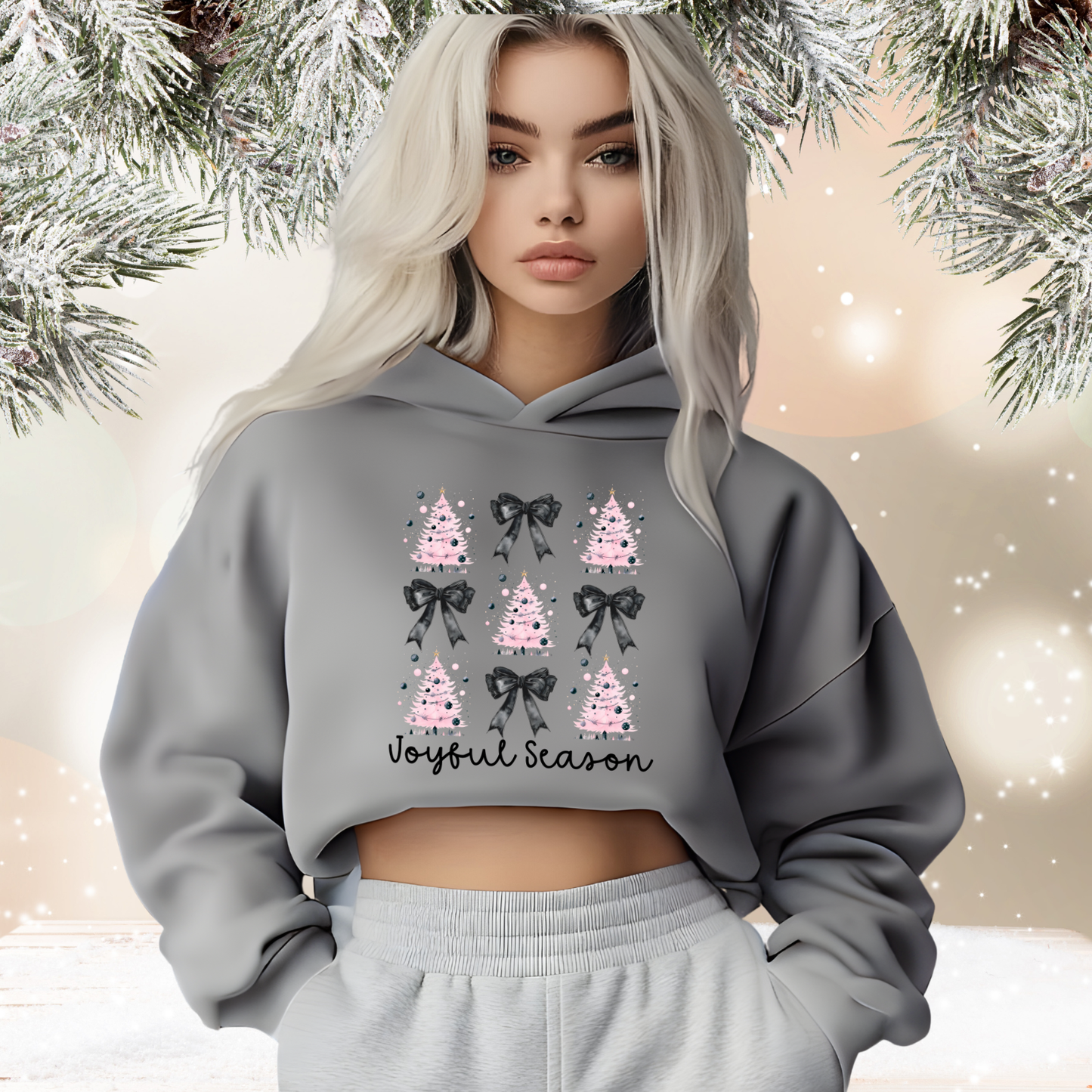 Joyful Season Crop Hoodie