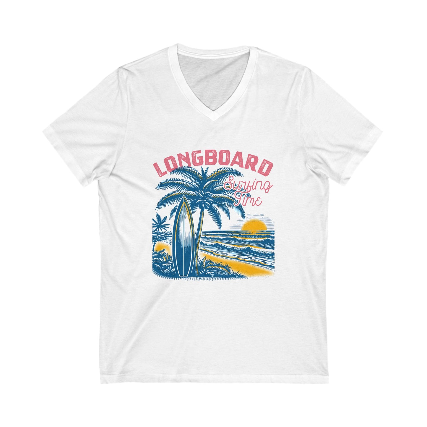 Longboard Surfing V-Neck Tee