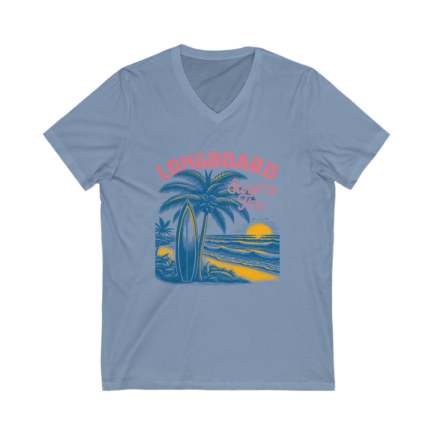 Longboard Surfing V-Neck Tee