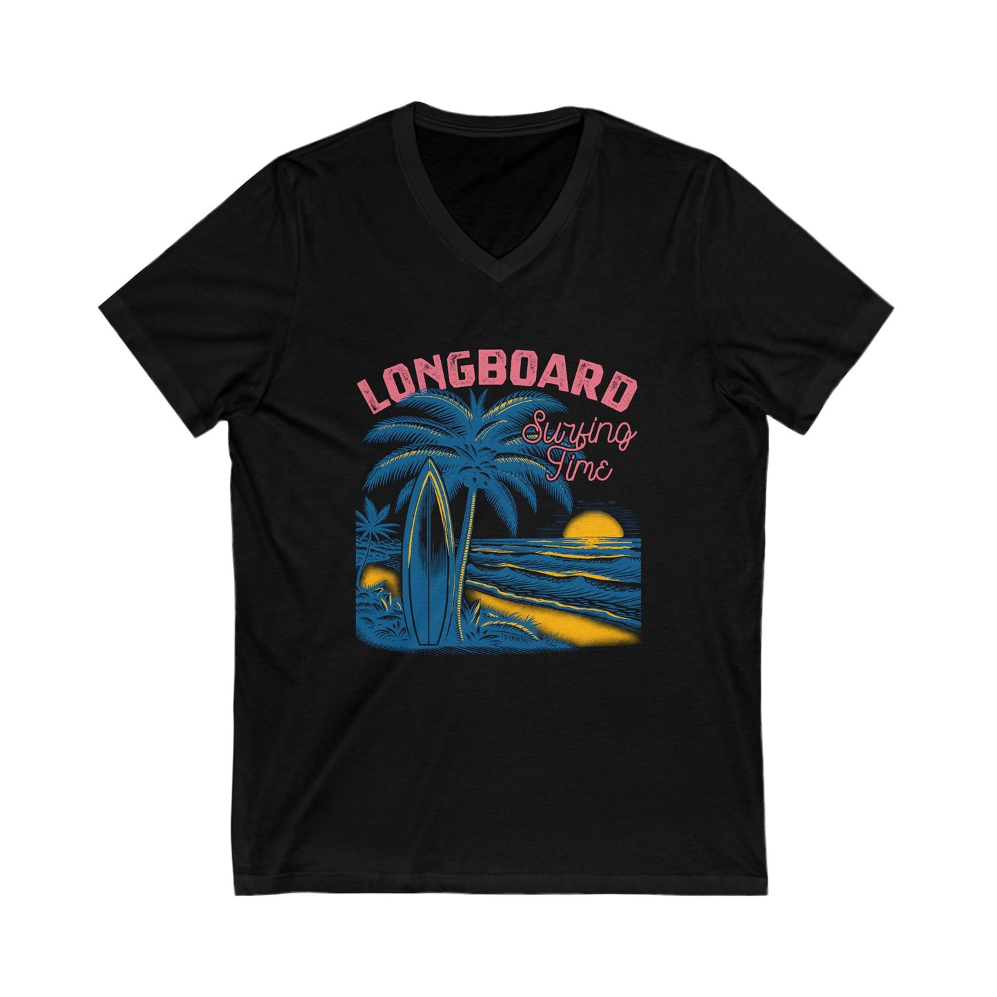 Longboard Surfing V-Neck Tee