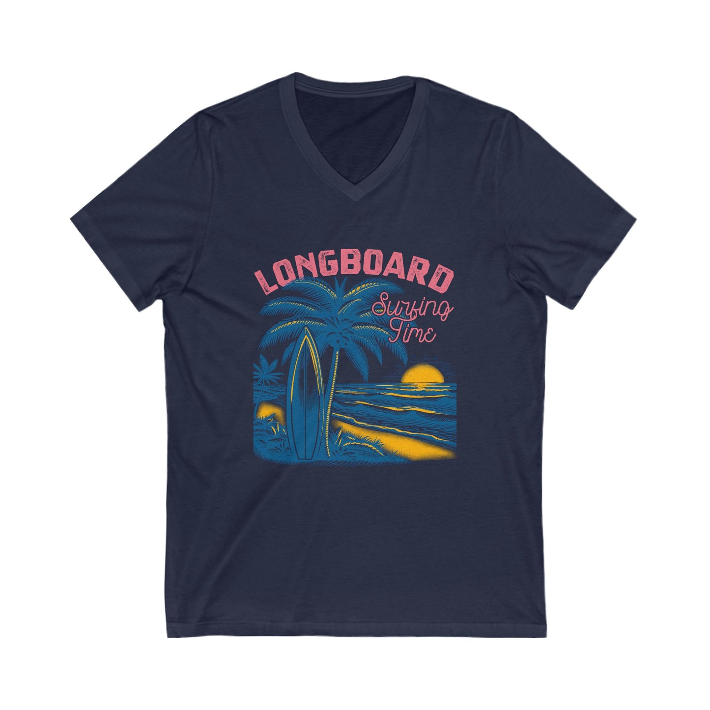 Longboard Surfing V-Neck Tee