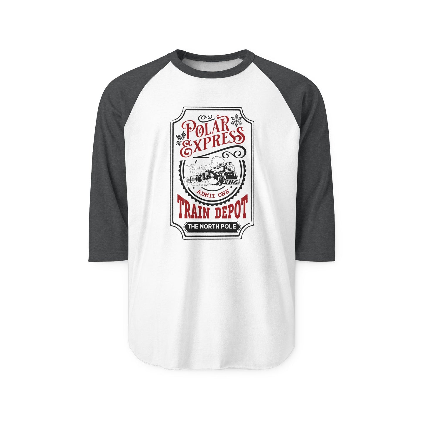 Polar Express Train Depot Baseball Tee