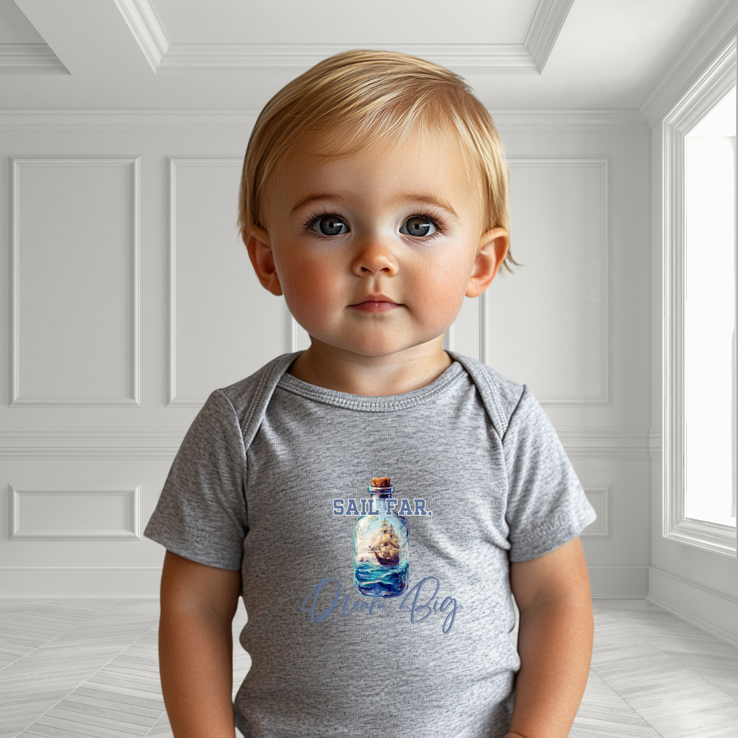 Sail Far, Dream Big Infant Short Sleeve Onesie