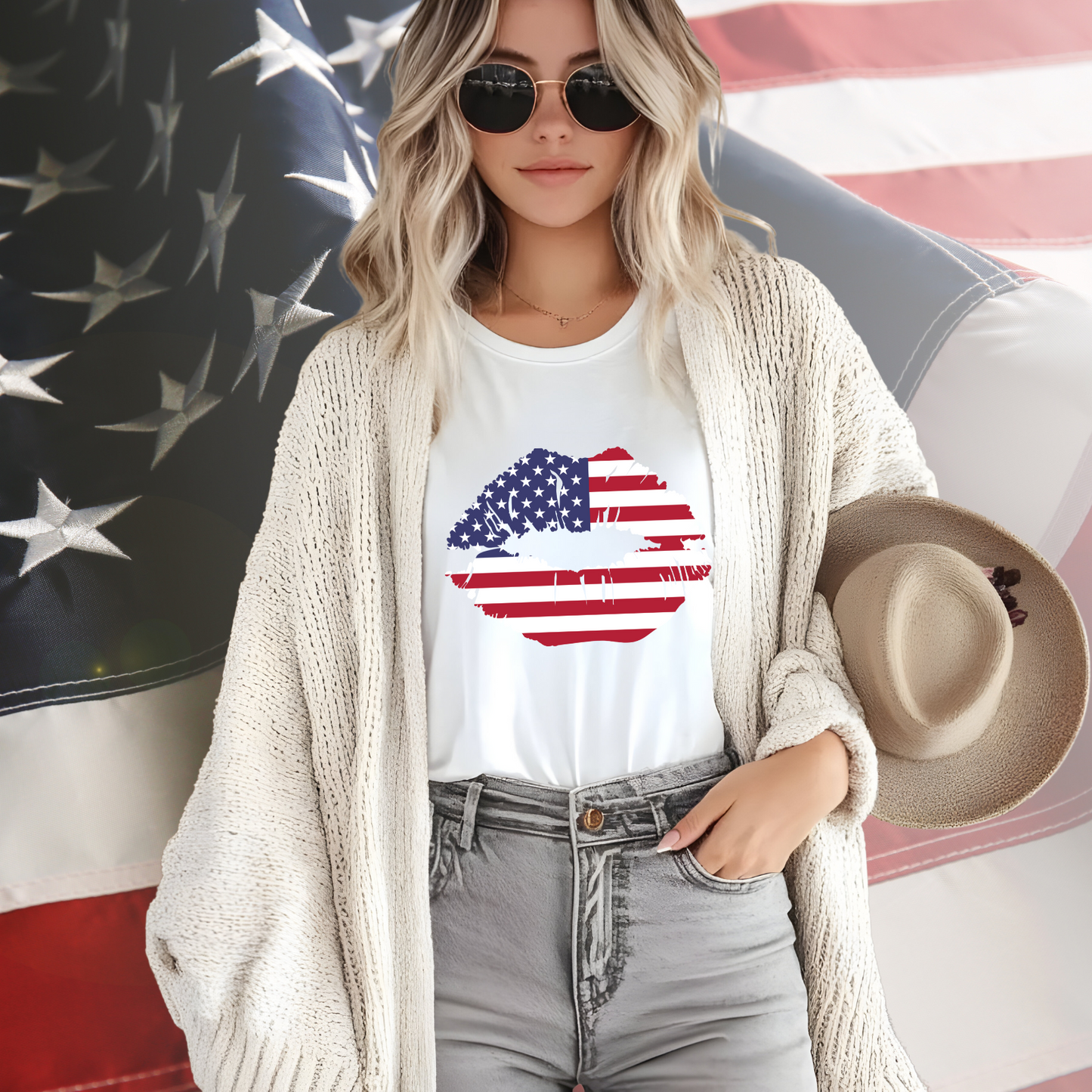 American Flag Lips T-Shirt