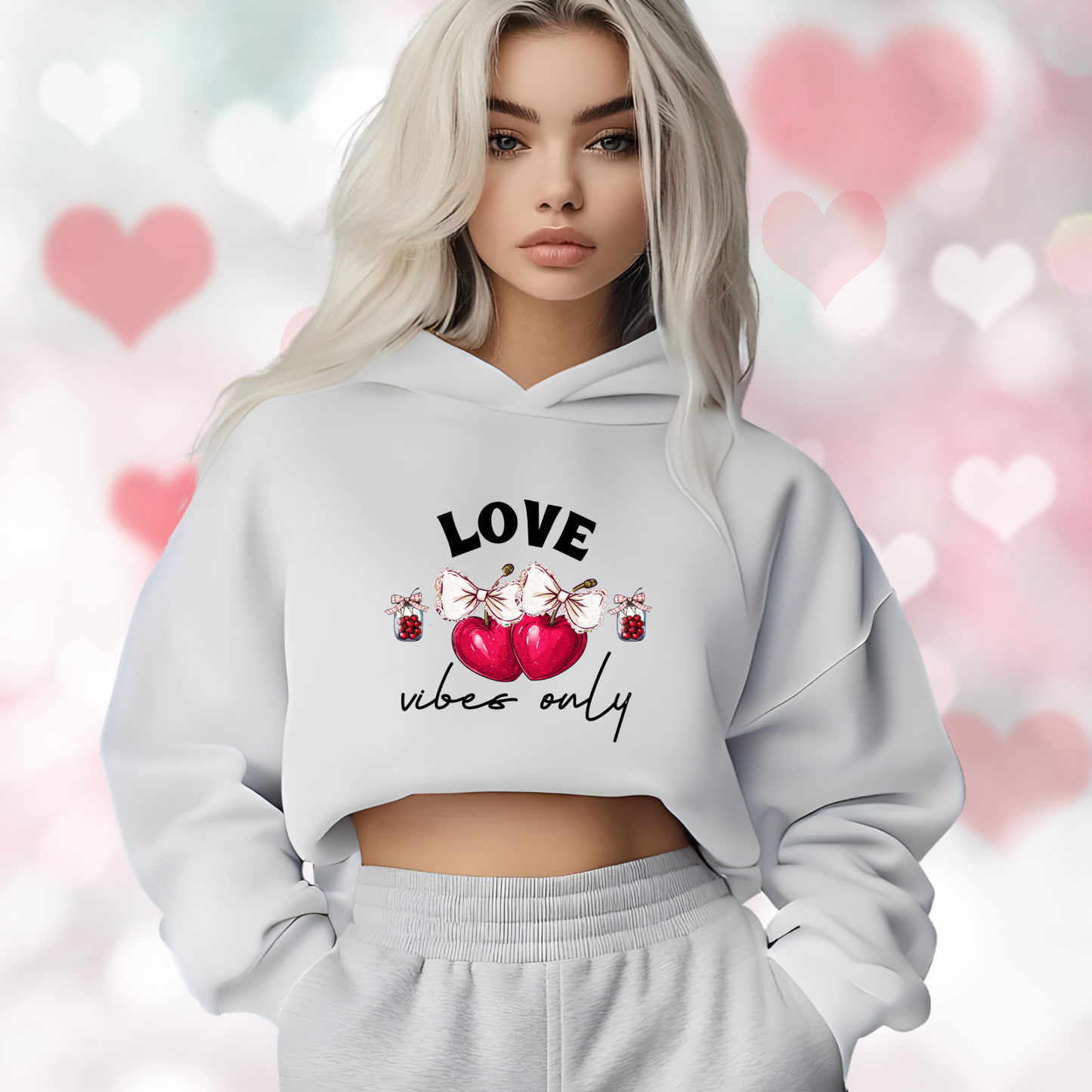 Love Vibes Only Crop Hoodie