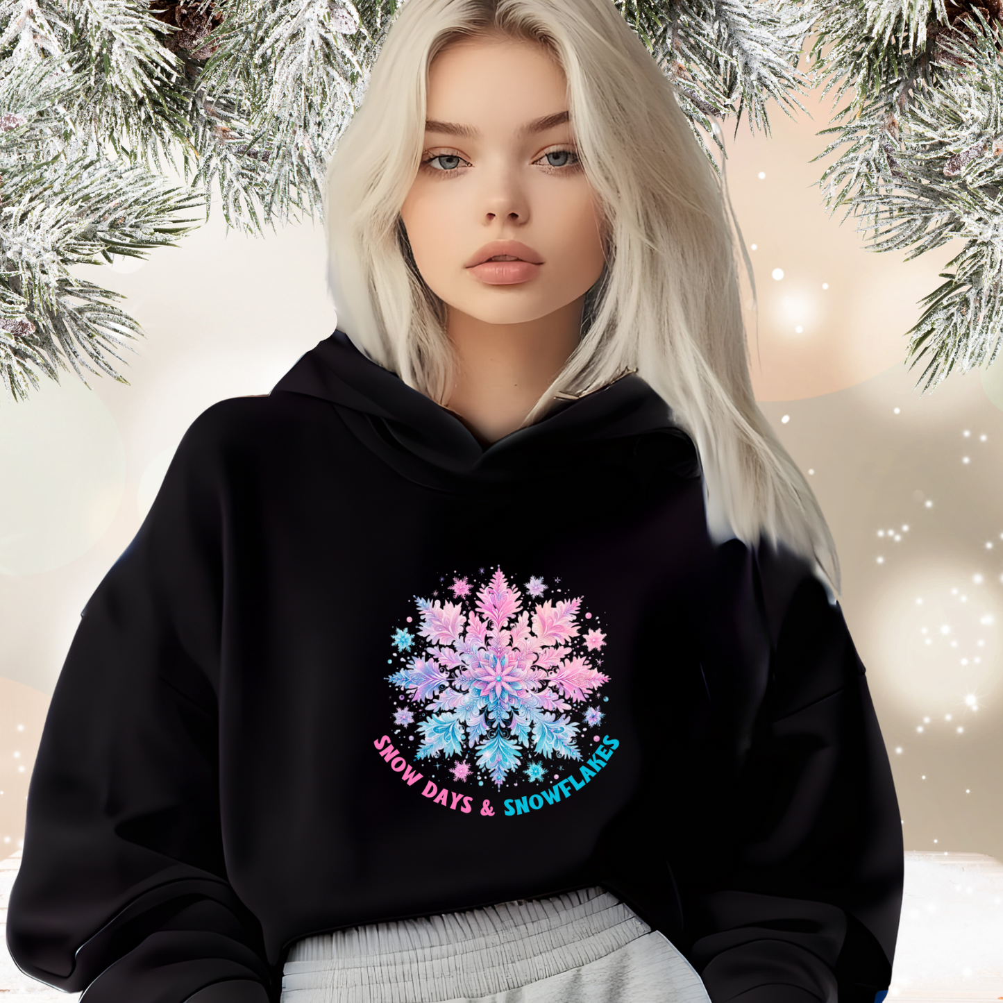 Snow Days & Snowflakes Crop Hoodie