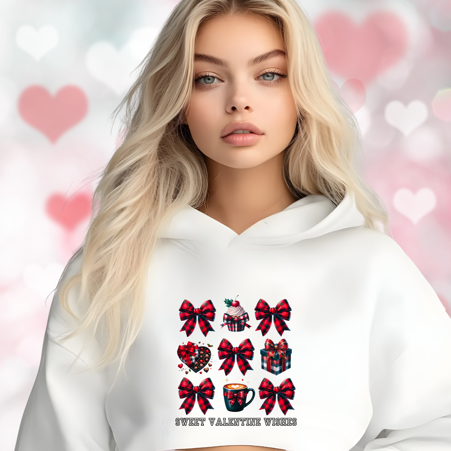 Sweet Valentine Wishes Crop Hoodie