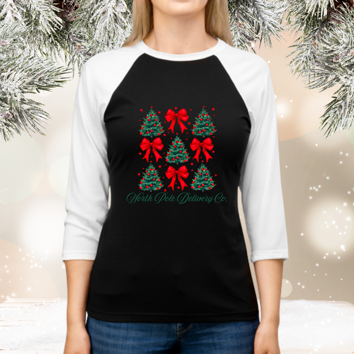North Pole Delivery Co. Baseball Tee