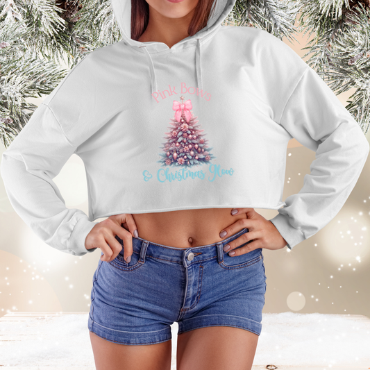 Pink Bows & Christmas Glow Crop Hoodie