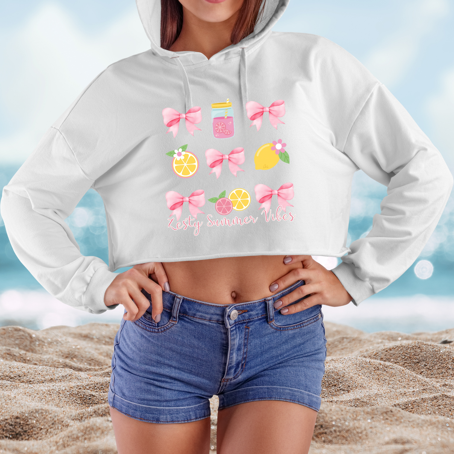 Zesty Summer Vibes Crop Hoodie