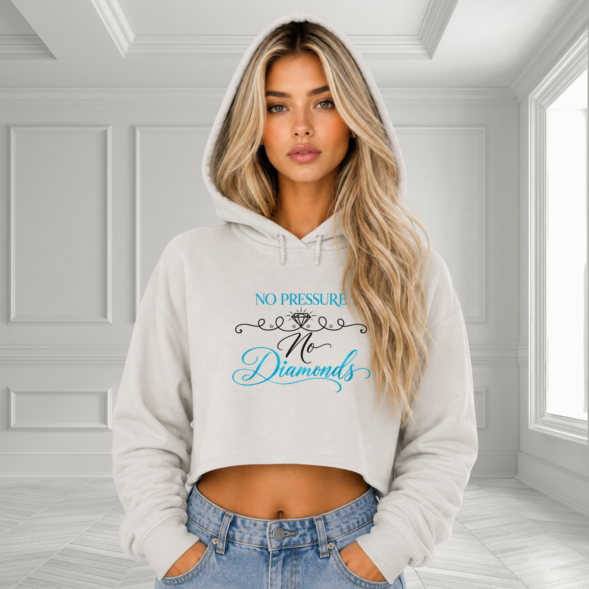 No Pressure No Diamonds Crop Hoodie