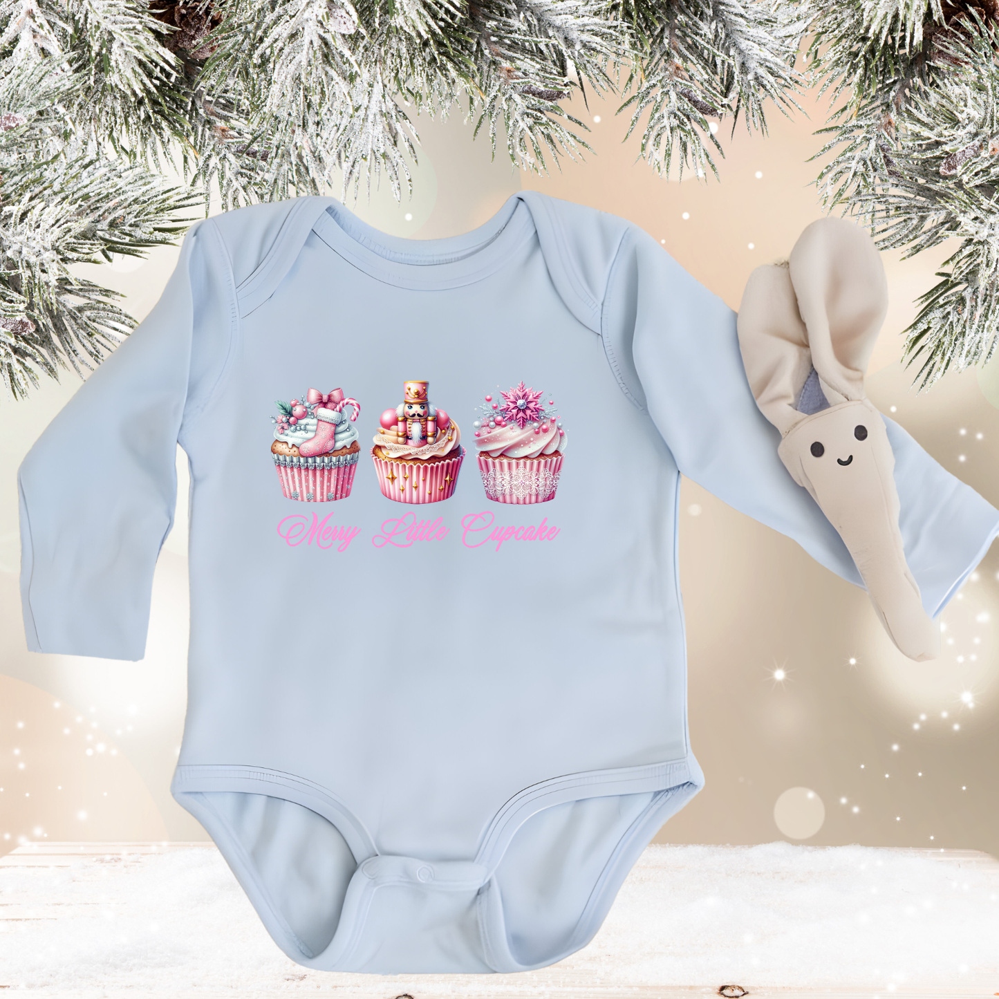 Merry Little Cupcake Infant Long Sleeve Onesie