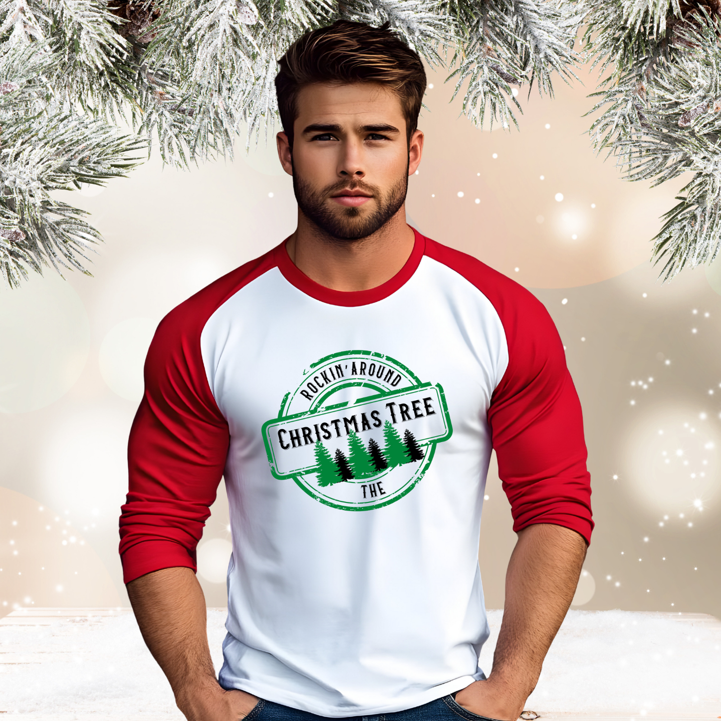 Rockin’ Around The Christmas Tree Baseball Tee