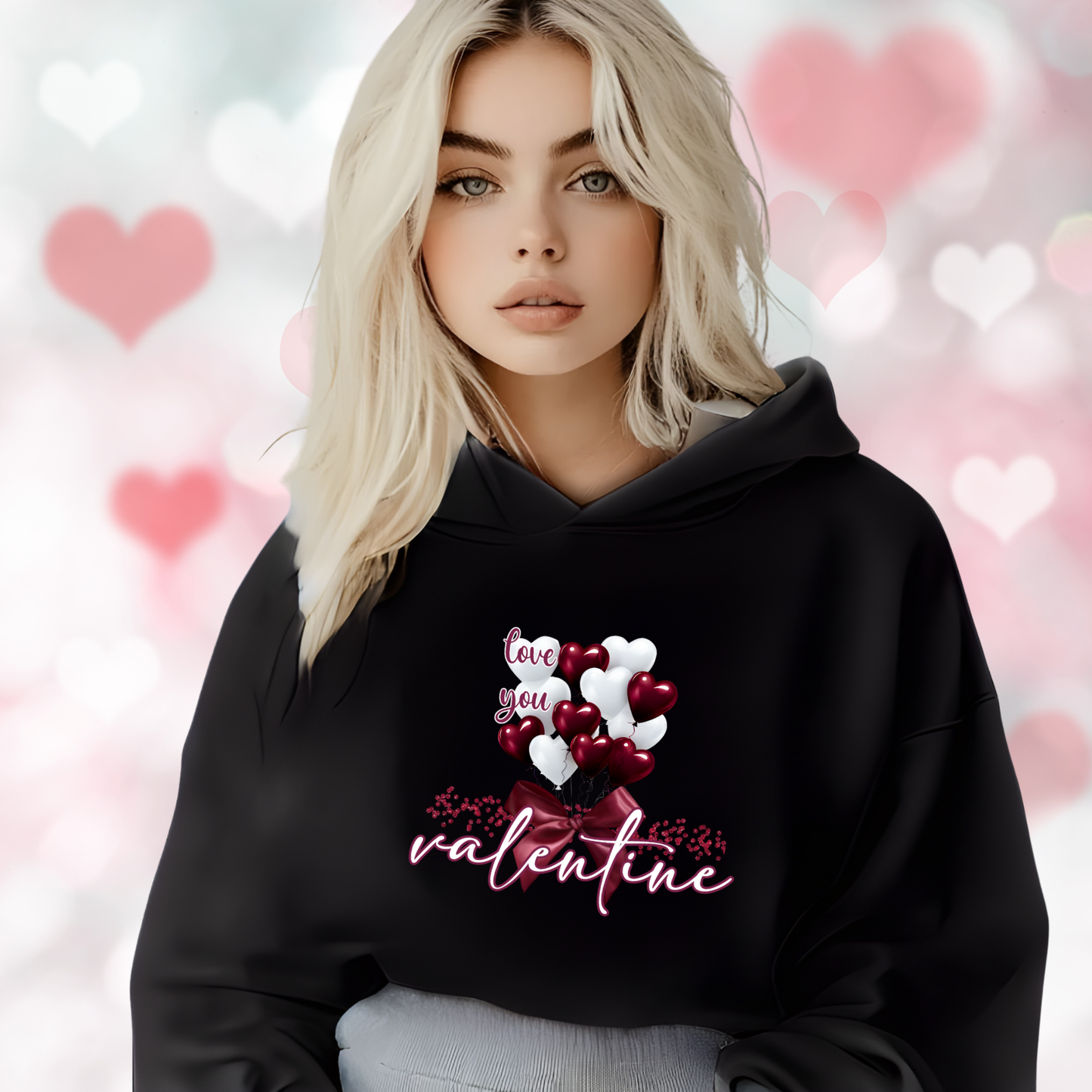 Love You Valentine Crop Hoodie