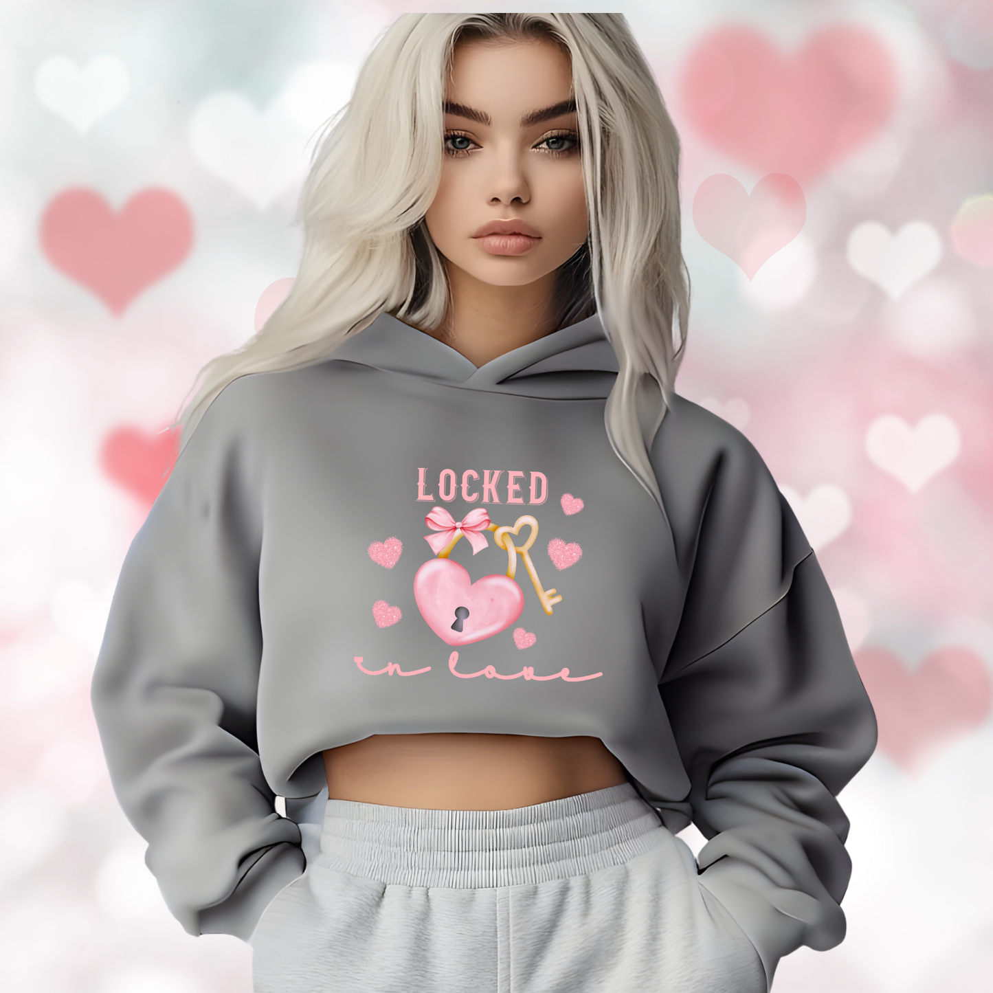 Locked In Love Crop Hoodie