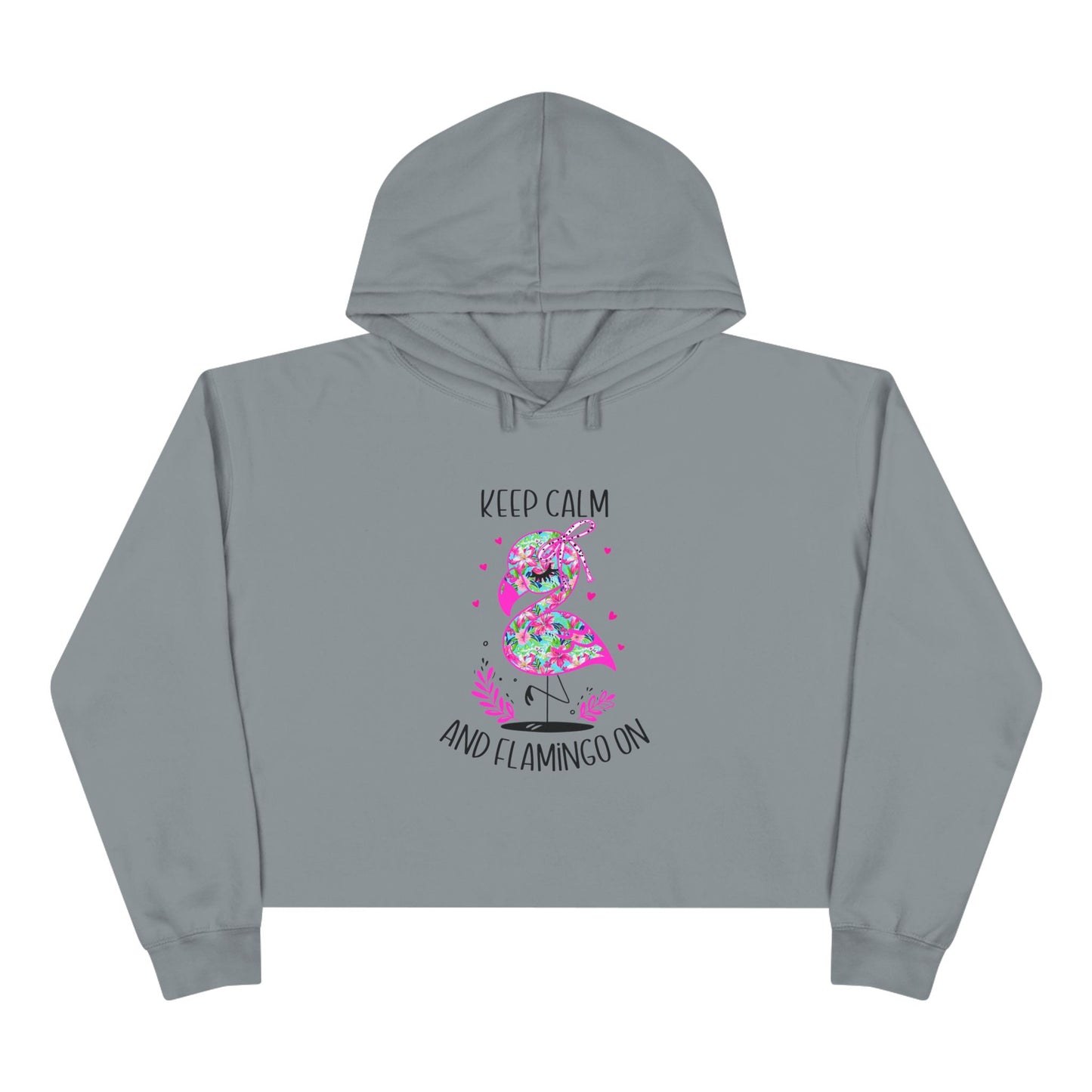 Keep Calm And Flamingo On Crop Hoodie