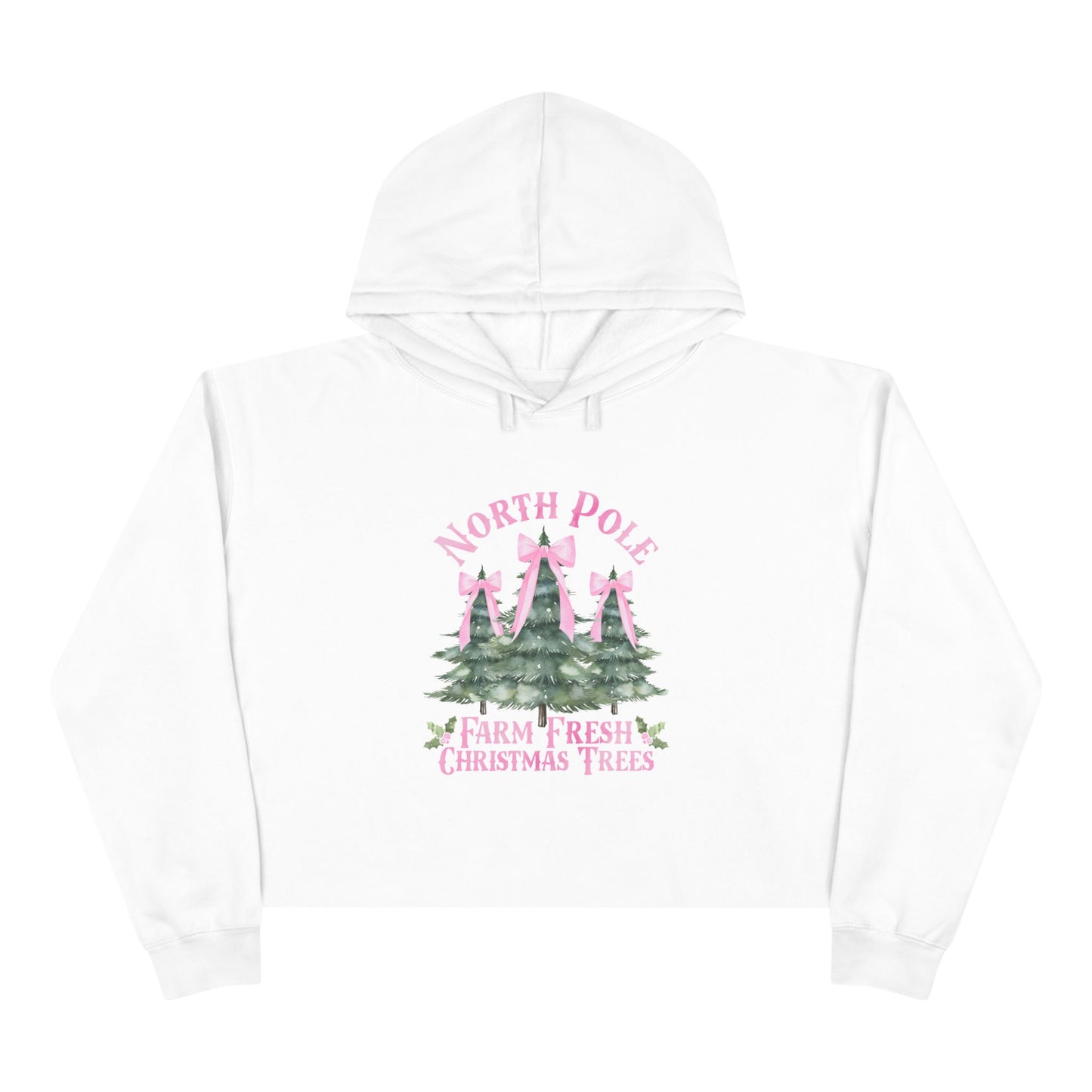 North Pole Christmas Trees Crop Hoodie