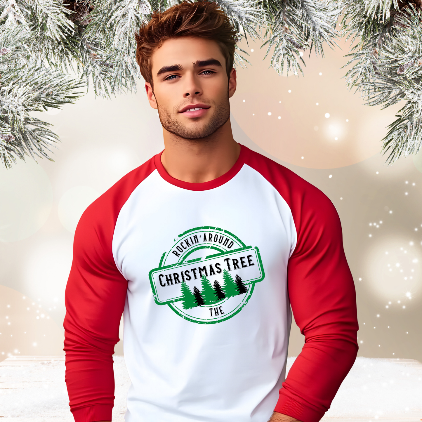 Rockin’ Around The Christmas Tree Baseball Tee