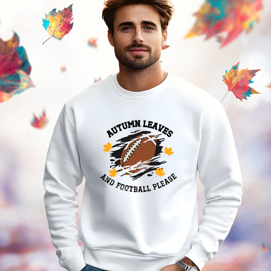 Autumn Leaves And Football Please Crewneck Sweatshirt
