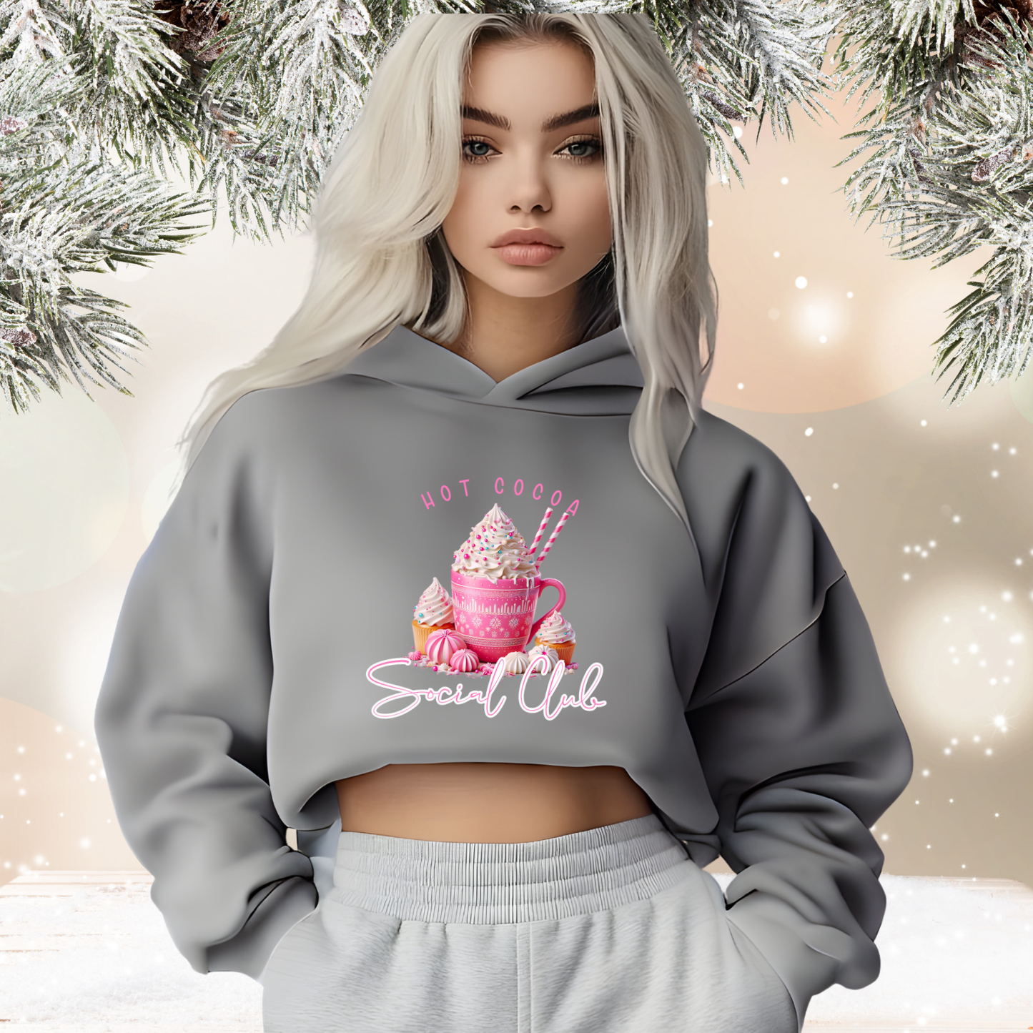 Hot Cocoa Social Club Crop Hoodie