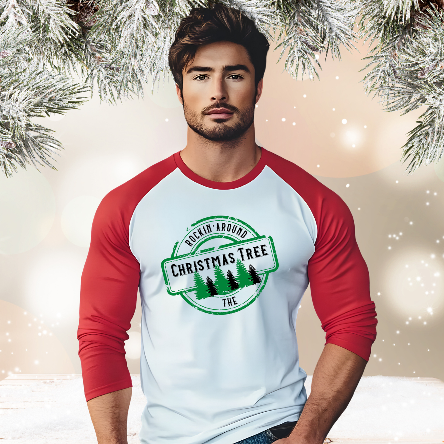 Rockin’ Around The Christmas Tree Baseball Tee