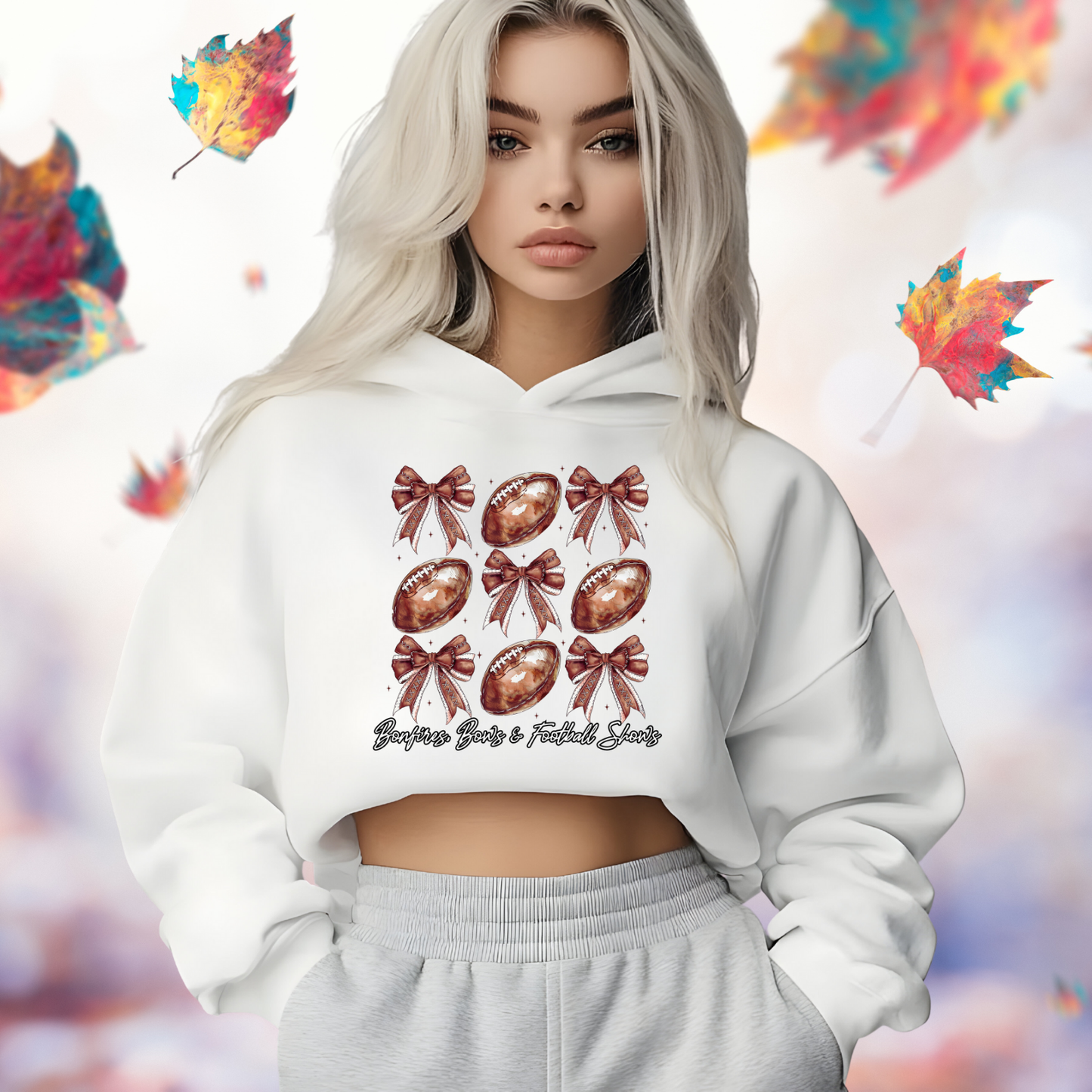Bonfires, Bows, & Football Shows Crop Hoodie