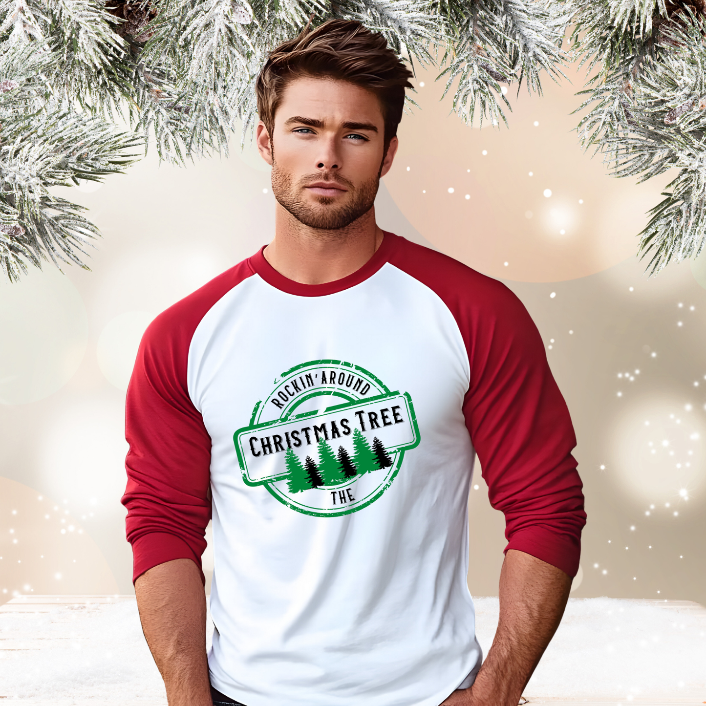 Rockin’ Around The Christmas Tree Baseball Tee