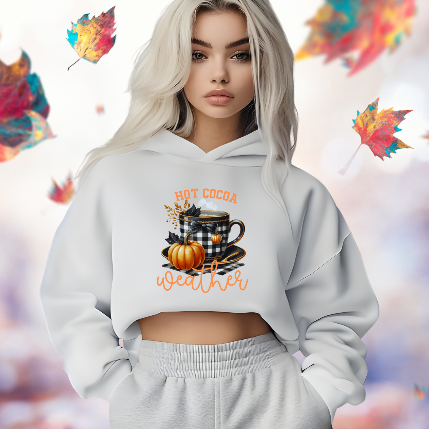 Hot Cocoa Weather Crop Hoodie