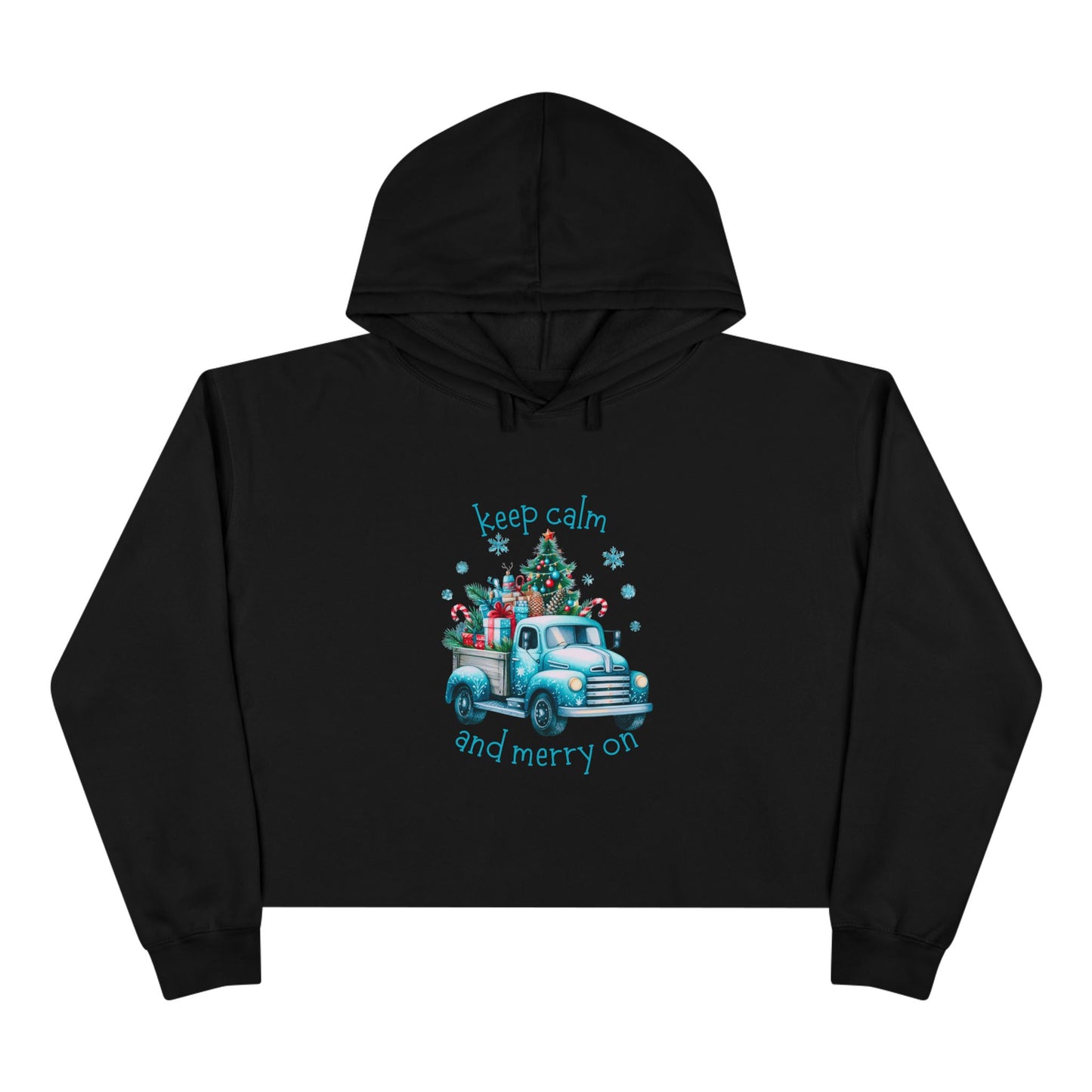 Keep Calm And Merry On Crop Hoodie