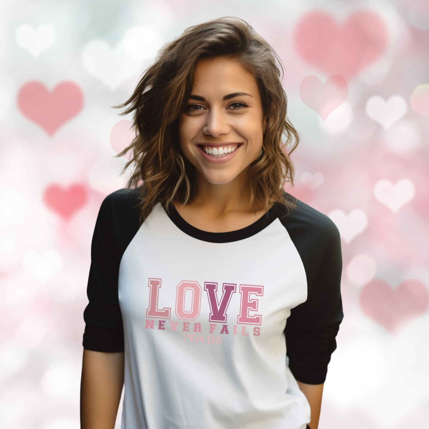 Love Never Fails Baseball Tee