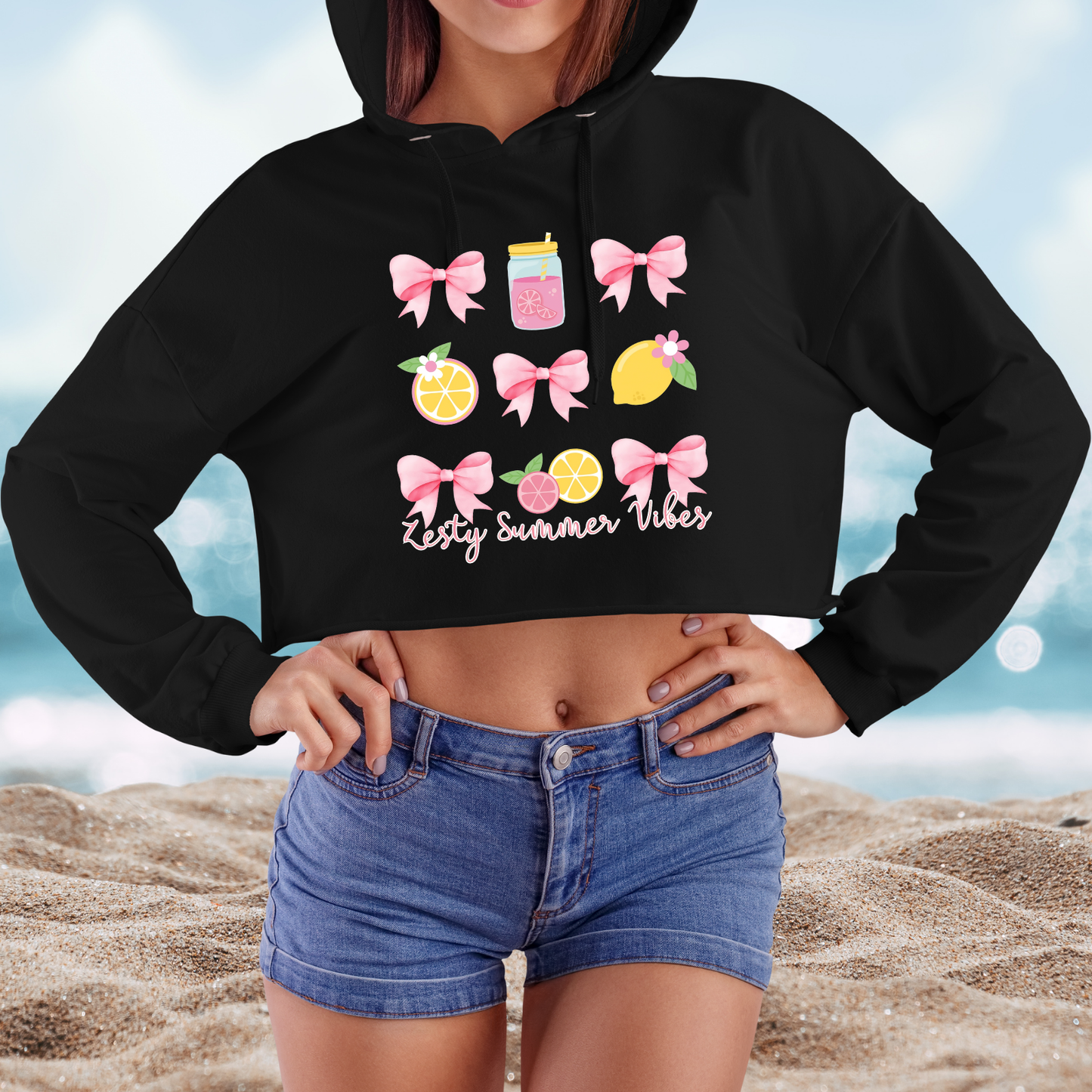 Zesty Summer Vibes Crop Hoodie