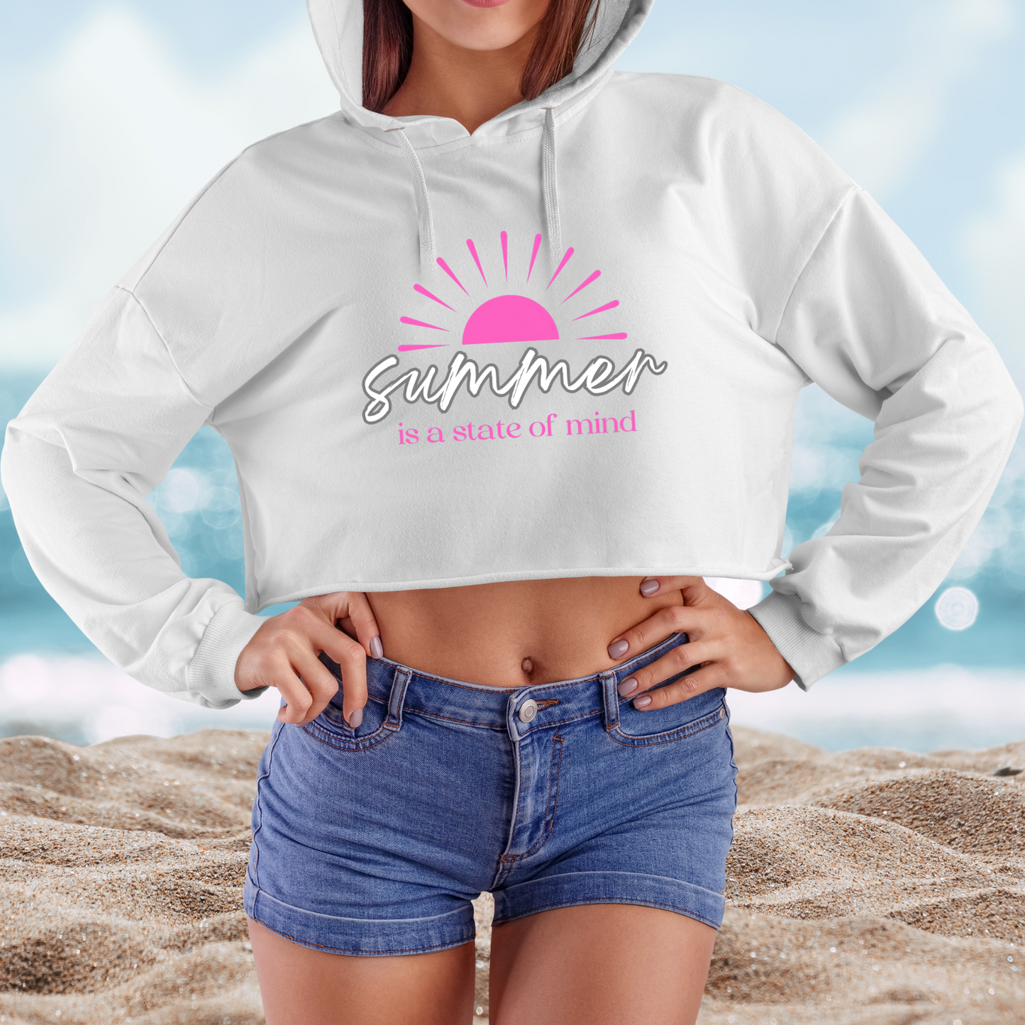 Summer Is A State Of Mind Crop Hoodie