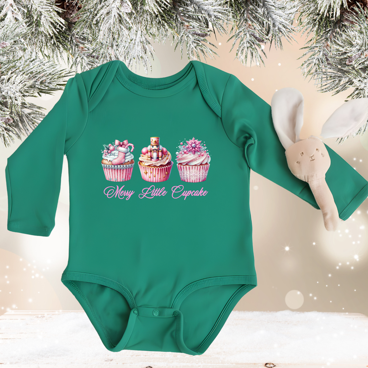 Merry Little Cupcake Infant Long Sleeve Onesie